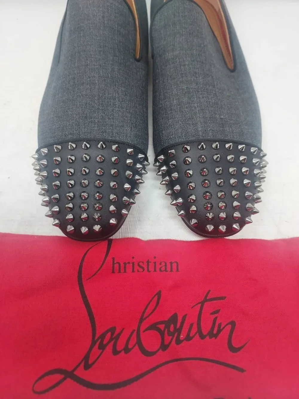 Christian Louboutin Blue Denim Black Spooky Spike MENS Loafer